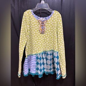 Matilda Jane Green and Blue Patterned Long Sleeve Tee